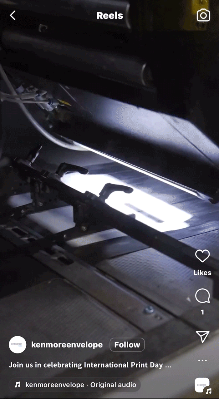 gif of envelopes being printed on industrial machines